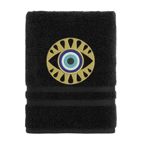 Hand Evil Eye Embroidered Hand towel Pick one New Made to order Black - Picture 2 of 16